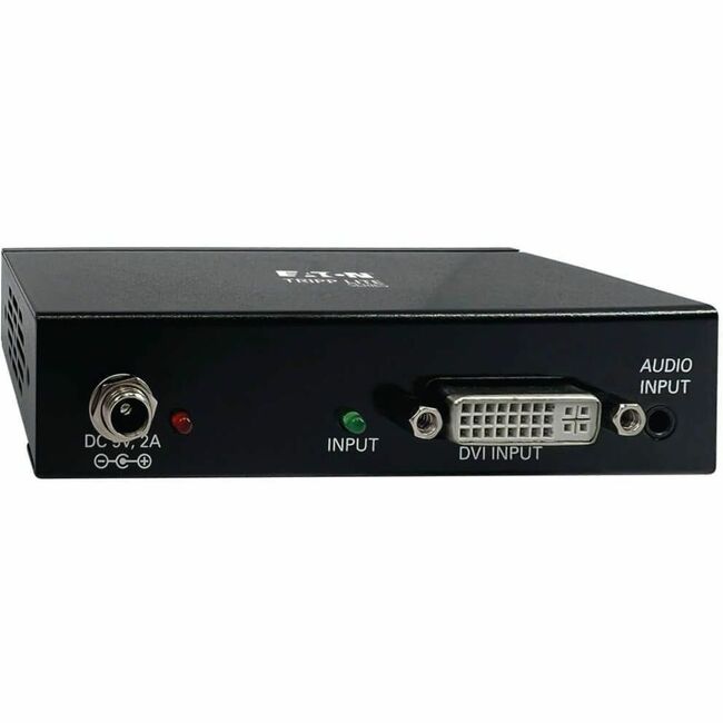 Eaton B116-002A-INT Tripp Lite 2-port DVI splitter with audio and signal booster, supporting 1080p @ 60Hz, with international adapters