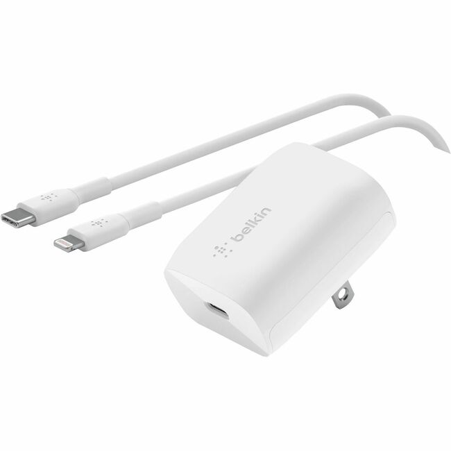 Belkin International INC WCA006DQ1MWH-B5 Belkin BoostCharge USB-C Wall Charger 20W (USB-C Cable with Lightning Connector included) - Power Adapter