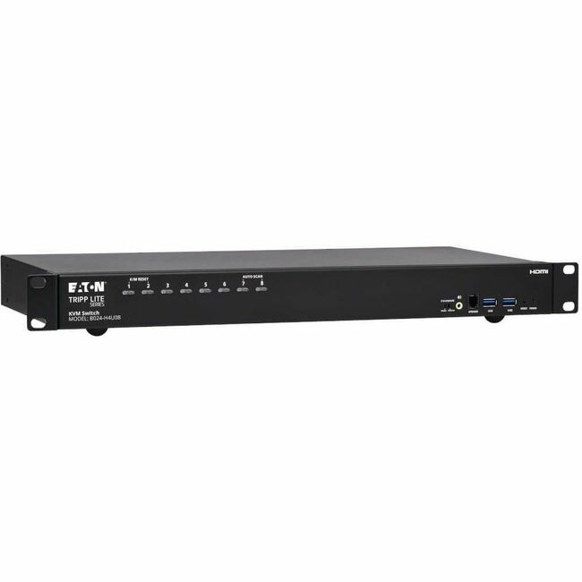 Eaton Tripp Lite 8-port 4K HDMI USB KVM switch with 4K 60Hz video, audio, and USB peripheral sharing in a 1U rack-mount design