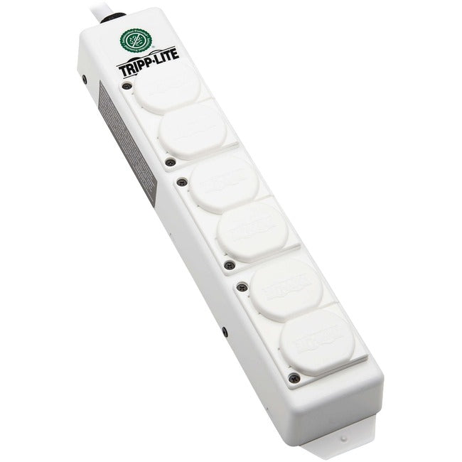 Eaton PS-606-HGDG Tripp Lite Series Safe-IT UL 2930 Medical-Grade Power Strip for Patient Care Vicinity, 6 Hospital-Grade Outlets, Safety Covers, Antimicrobial, 6 ft. Cord, Dual Ground