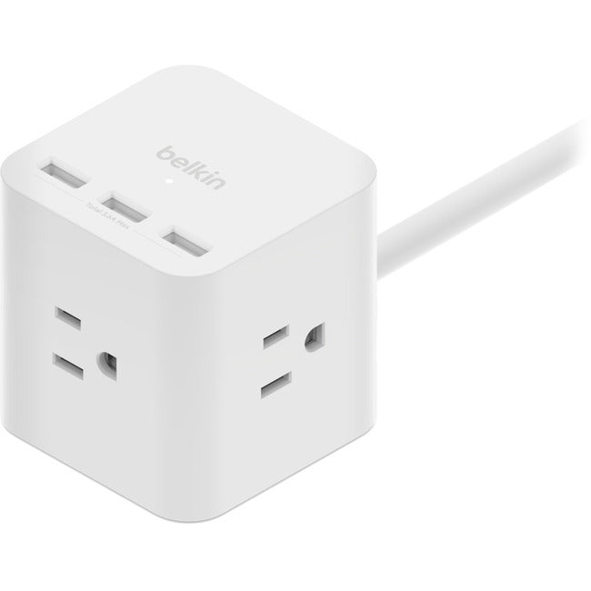 Belkin International INC SRA006P3TT5 Belkin 3-Outlet Power Cube with 5-Foot Cord and USB-A Ports