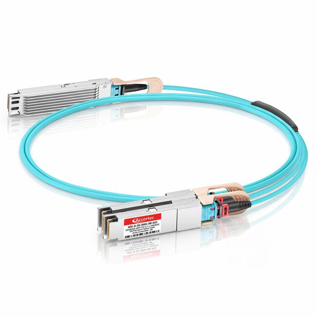 Accortec Incorporated AOC-D-2Q-200G-3M-ACC Accortec 200GBASE QSFP-DD to 2 x 100GBASE QSFP28 Active Optical Cable Arista Compatible- 3M