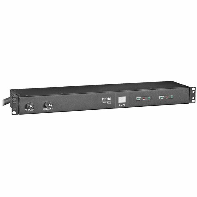 Eaton PDUMH30-ISO single-phase metered PDU with 12 NEMA outlets, ISOBAR surge protection, 15 ft. cord, 1U rack-mount.