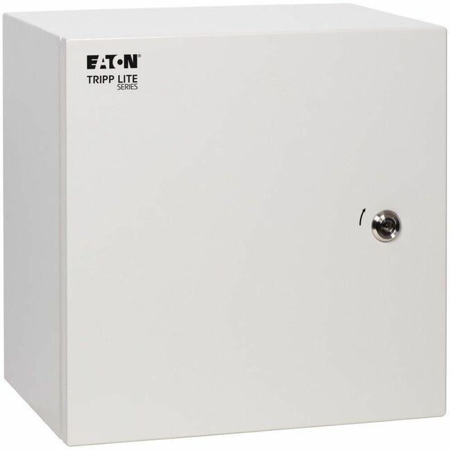 Eaton Tripp Lite Series outdoor industrial enclosure, gray metal rack with lock, NEMA 4 rated, surface mount, 14x14x10 inches