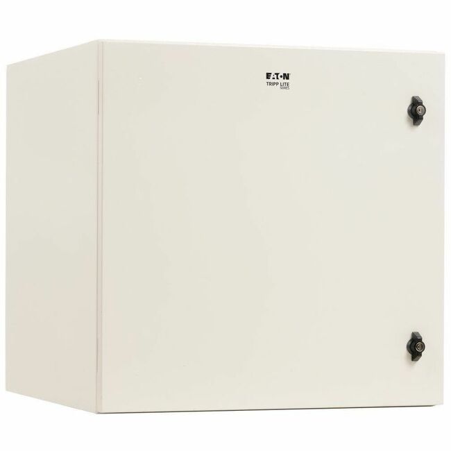 Eaton SRN4G12U SmartRack industrial enclosure with lock, NEMA 4, wall mount, gray metal rack, 12U, 23-inch depth