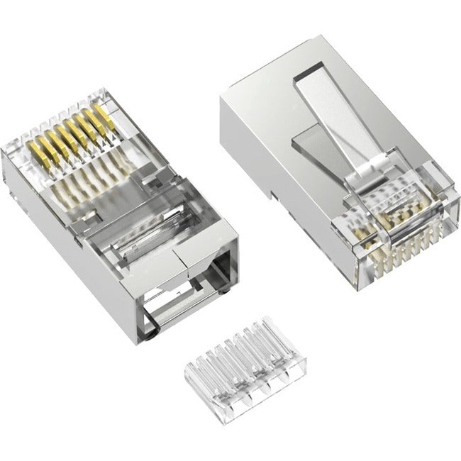 Axiom RJ45C6SSI100-AX RJ45 Cat.6 Shielded Plug w/Inserter, Solid/Stranded Wire, 50 Micron, 100-Pack