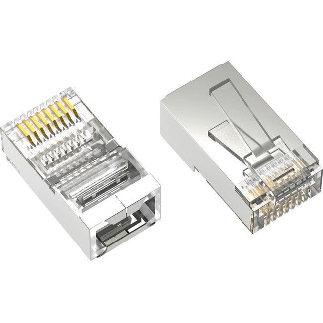 Axiom RJ45C5SS100-AX RJ45 Cat.5e Shielded Plug, Solid/Stranded Wire, 50 Micron, 100-Pack
