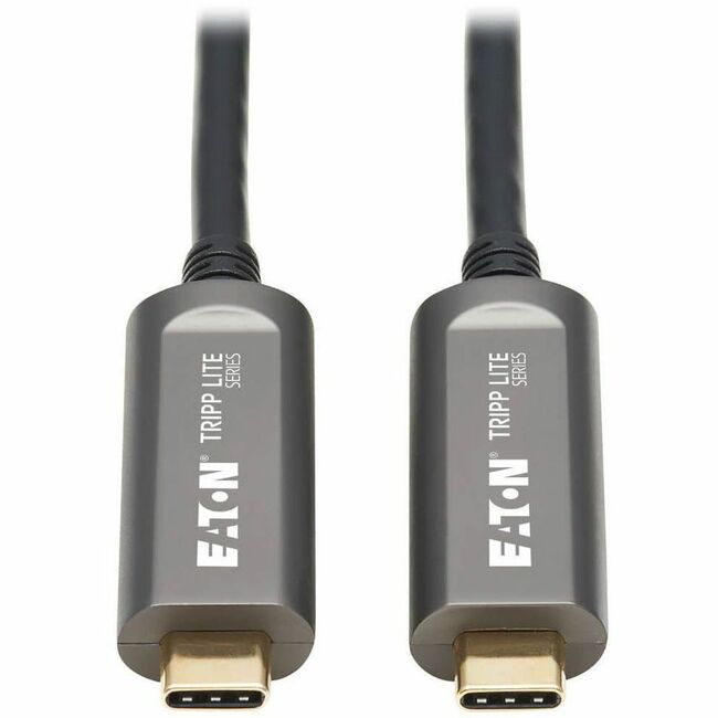 Eaton Tripp Lite USB-C AOC fiber optic cable, 15m, black, USB 3.2 Gen 2, data only, plenum-rated, active optical cable.