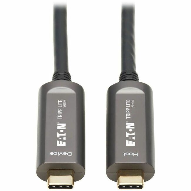 Eaton U420F-10M-D321 USB-C AOC fiber cable, 10m, black, USB 3.2 Gen 2, plenum-rated, active optical connector cable.