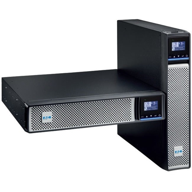 Eaton 5PX Gen2 UPS, general purpose uninterruptible power supply with digital display and multiple outlets, black and gray design.