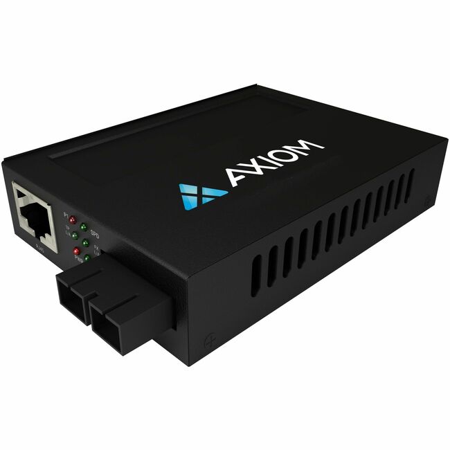 Axiom AXG100205 TAA 1Gbs PoE+ RJ45 to 1000Base-LX Fiber Media Converter - SMF, SC, 10km, 1310nm