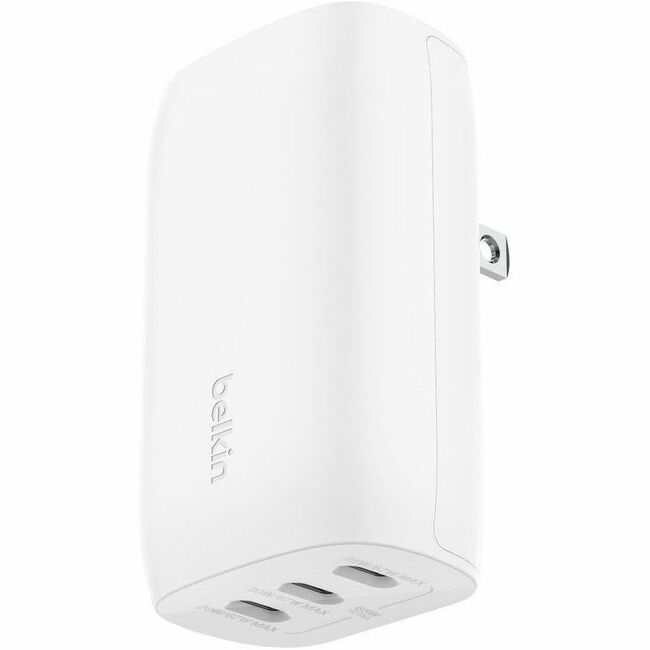 Belkin International INC WCC002DQWH Belkin 67W Portable 3-Port USB-C Wall Charger - 3xUSB-C (67W Total) - Fast Charging - Power Adapter - White