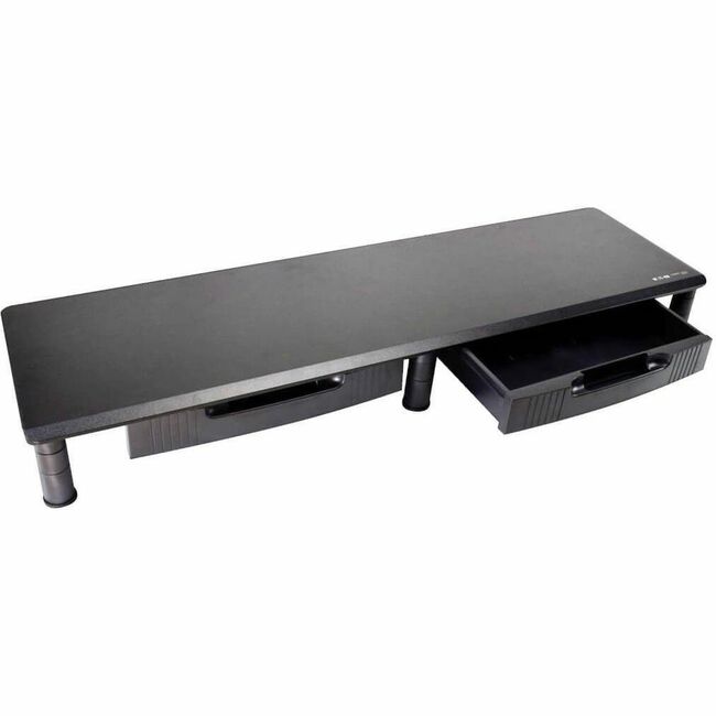 Eaton MR4011DTAA dual-monitor riser stand with storage drawers, black, extra-wide 39-inch, TAA compliant for desks.