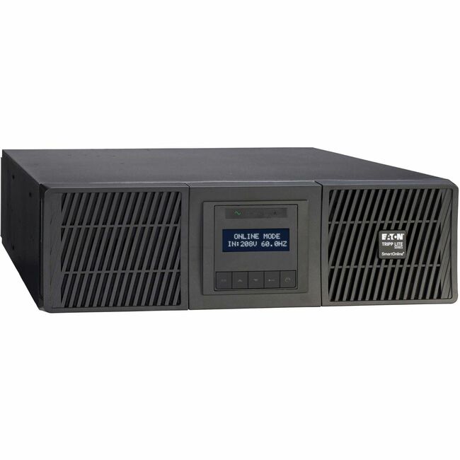 Eaton Tripp Lite SmartOnline SU5000RT 5000VA rack/tower UPS showing front panel with display and power outlets