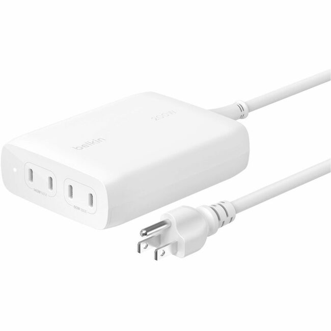 Belkin International INC WCH015DQWH Belkin BoostCharge Pro 200W 4-Port USB-C GaN Charger