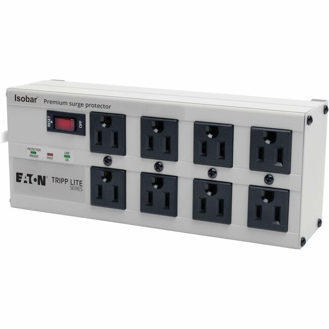 Eaton ISOBAR8ULTRA Tripp Lite by Eaton Isobar 8-Outlet Surge Protector 12 ft. Cord with Right-Angle Plug 3840 Joules Diagnostic LEDs Metal Housing