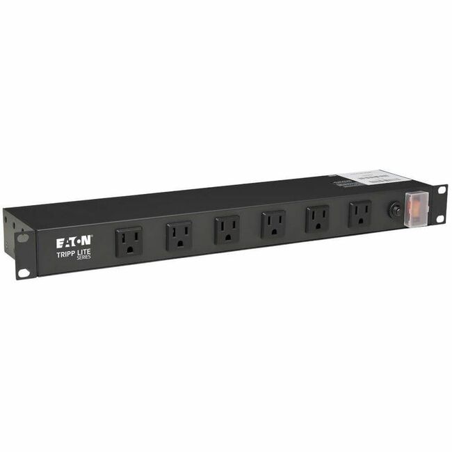 Eaton RS1215-RA rackmount power strip with 12 outlets, right-angle plug, metal construction, 120V, 1U size for server racks