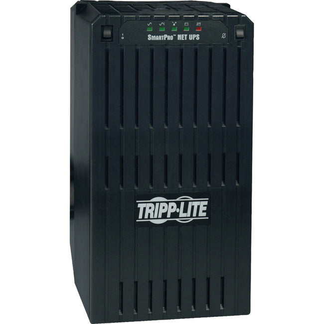 Eaton SMART3000NET Tripp Lite UPS tower with 3kVA capacity, battery backup, and three DB9 ports for extended run power protection