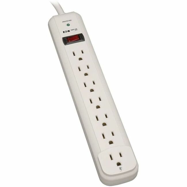 Eaton TLP712 Tripp Lite Series Protect It! 7-Outlet Surge Protector, 12 ft. Cord, 1080 Joules, Diagnostic LED, Light Gray Housing