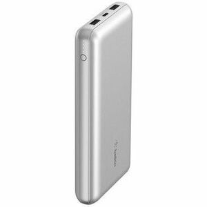 Belkin International INC BPB012BTSL Belkin 15W 3-port USB Power Bank - 20K mAh - 2xUSB-A (12W), 1xUSB-C (15W) - Portable Charger - w/ USB-A to USB-C Cable - Silver
