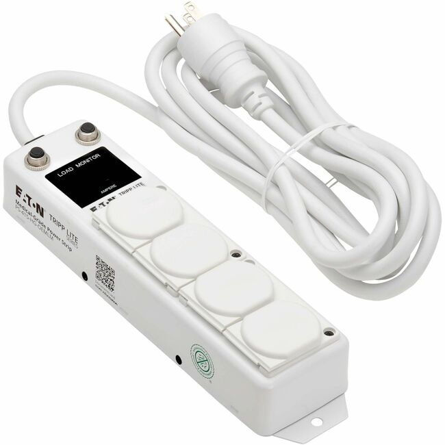 Eaton PS-402-HG-OEMLM Tripp Lite Series Safe-IT UL 1363A Medical-Grade Power Strip for Patient Care Vicinities, 4 Hospital-Grade Outlets, Load Monitor, Safety Covers, Antimicrobial, 2 ft. (0.6 m) Cord