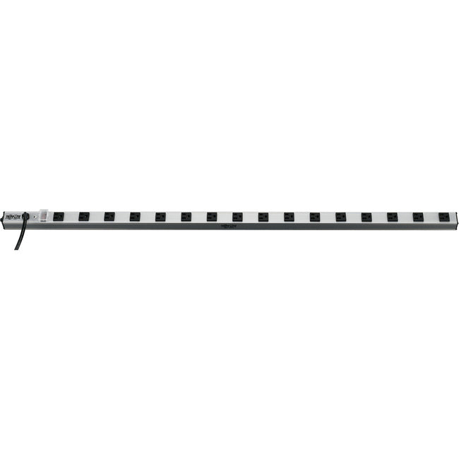 Eaton SS7415-15 industrial surge protector power strip with 16 outlets, 15 ft. cord, metal housing, and 1650 Joules energy absorption.