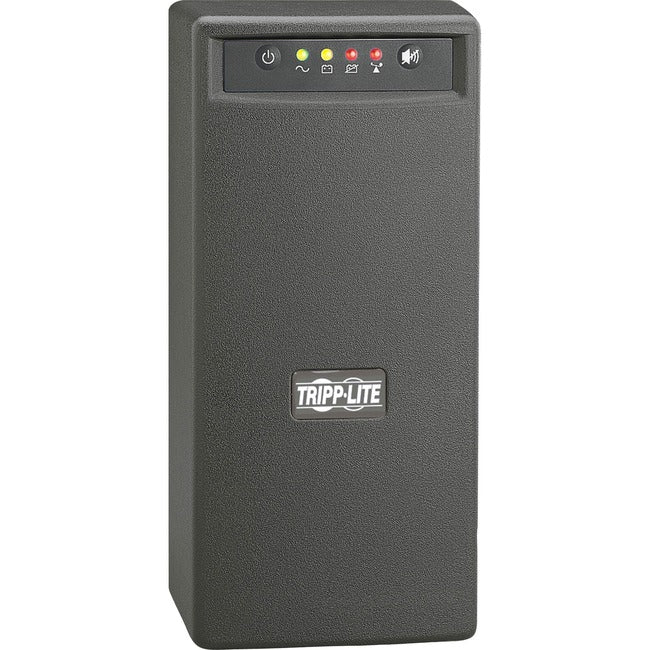 Eaton OMNIVS1000 Tripp Lite UPS 1000VA battery backup tower with 8 outlets, USB, RJ45, AVR, and 120V power supply.