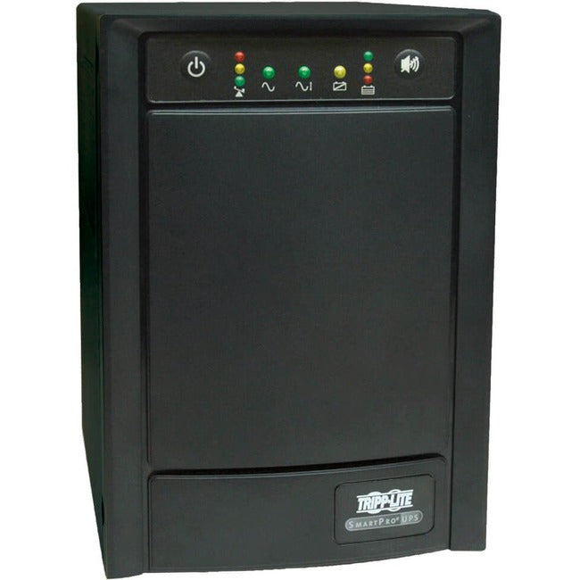 Eaton SMART1050SLT Tripp Lite UPS tower with 8 outlets, line-interactive sine wave, USB and network card options.