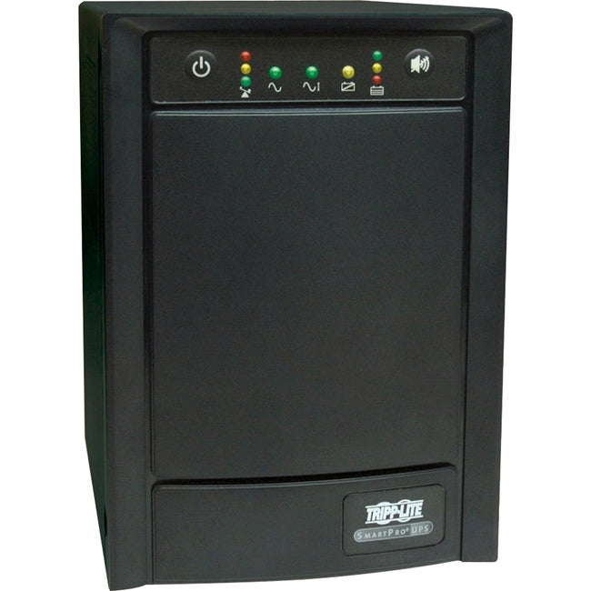 Eaton SMART1500SLT Tripp Lite UPS tower with 8 outlets, LCD display, USB and network card options, line-interactive sine wave power backup