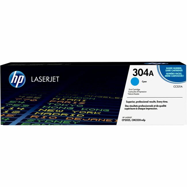 HP I CC531A HP 304A Original Standard Yield Laser Toner Cartridge - Single Pack - Cyan - 1 Each