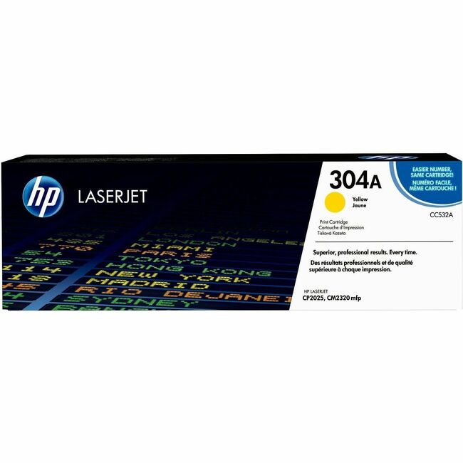 HP I CC532A HP 304A (CC532A) Original Standard Yield Laser Toner Cartridge - Single Pack - Yellow - 1 Each