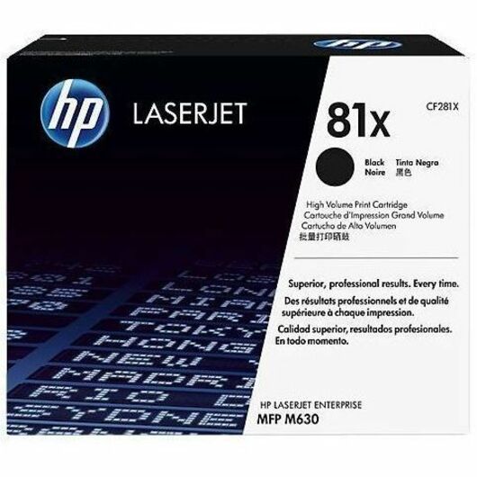HP I CF281X HP 81X (CF281X) Original High Yield Laser Toner Cartridge - Single Pack - Black - 1 Each